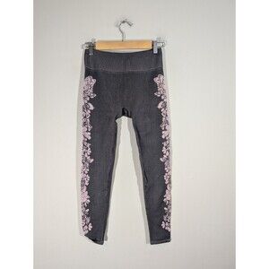 Fabletics Womens‎ Ribbed Floral Seamless Jaqcuard 7/8 Leggings Sz S Gym Running